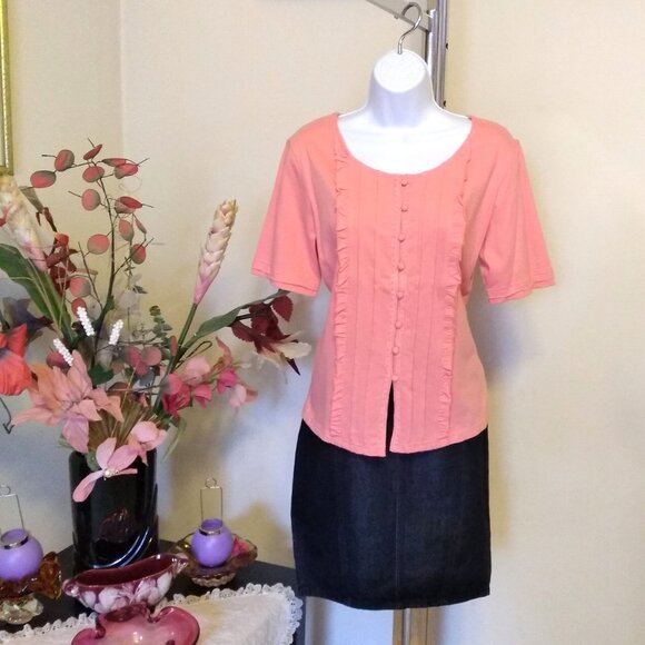 NWT Womens Summer Tunic Tops Short Sleeve Scoop Neck Casual Loose Blouse M 8 10 - Picture 6 of 9